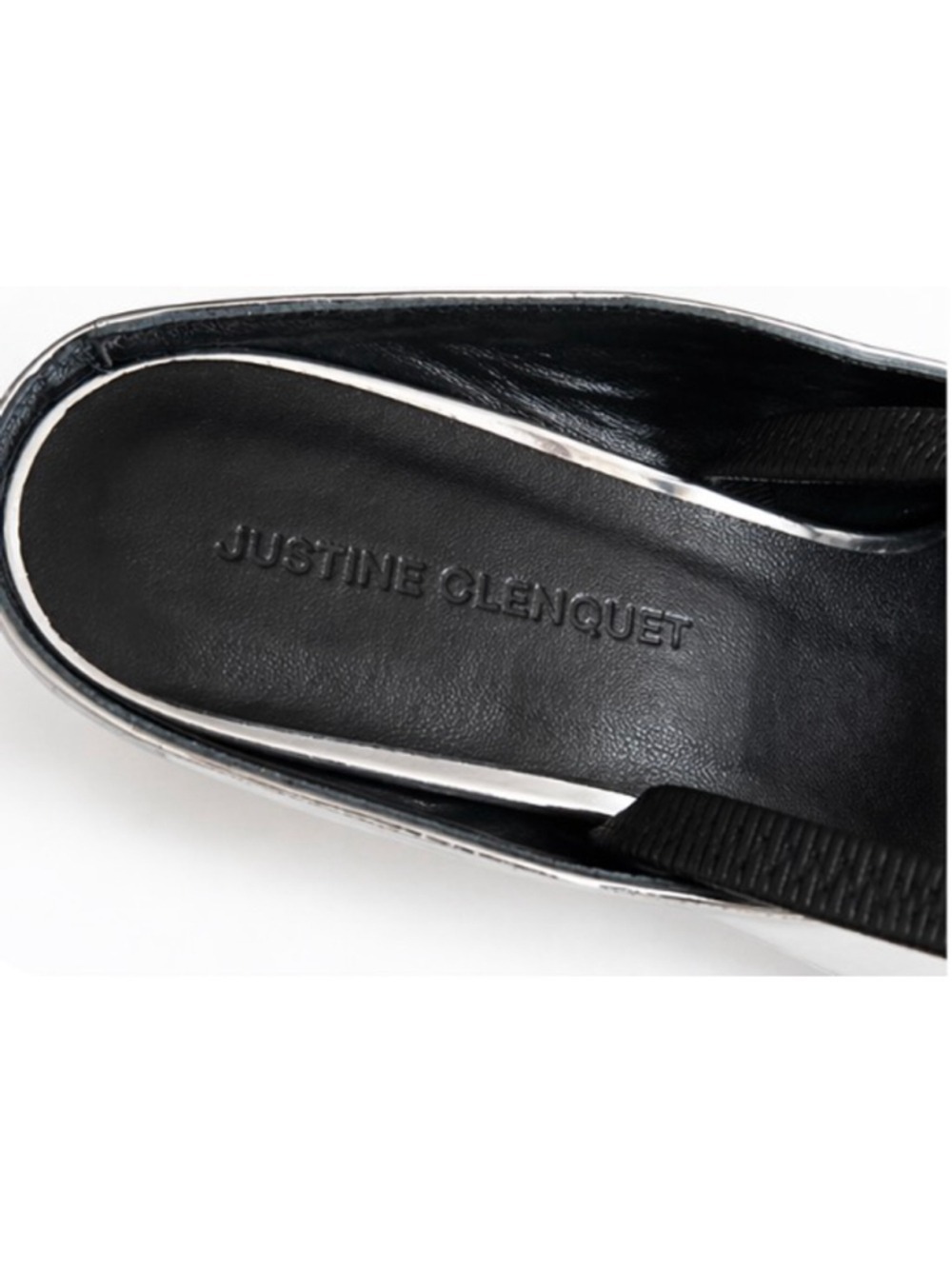 New Justine Clenquet Silver Joy Kitten Heel Slingback Mules Size 7/37 - Picture 4 of 8